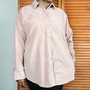 Zara Light Pink Micro corduroy Button-Down Shirt